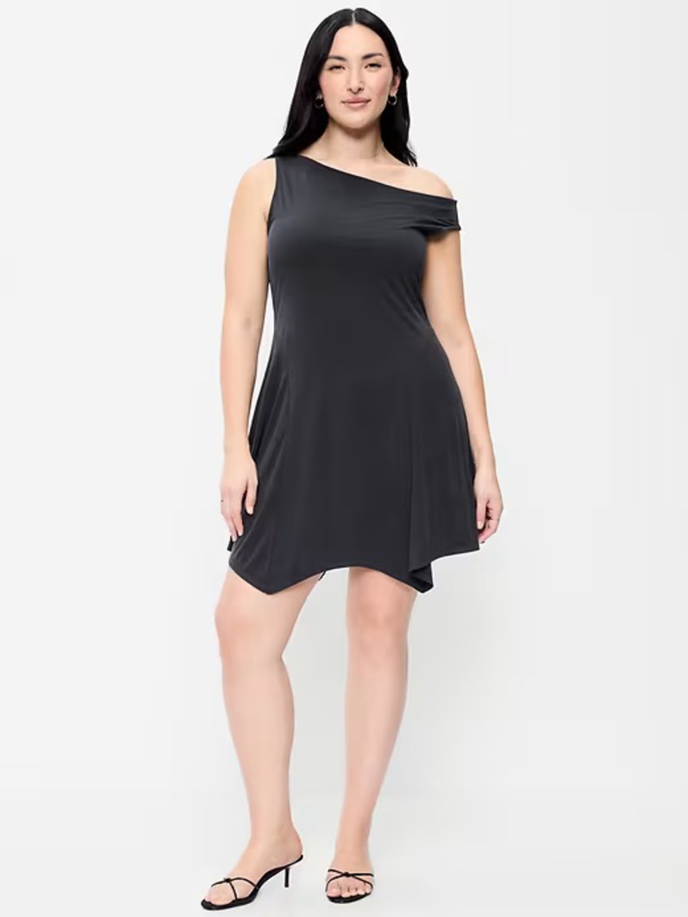 One-Shoulder Black Asymmetric Dress
